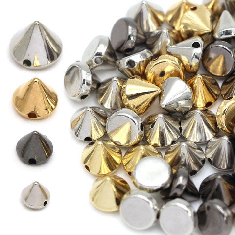 100Pcs 6/8/10/12mm Cone Plastic Spikes And Studs 2-Holes Sew CCB Leather Rivets Silver Gold Black Punk DIY Crafts For Bags ► Photo 1/6