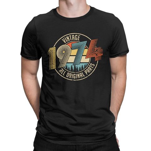 Men T-Shirts Vintage 1974 All Original Parts Birthday Gifts Funny 100% Cotton Tees Short Sleeve T Shirts O Neck Clothes 6XL ► Photo 1/6