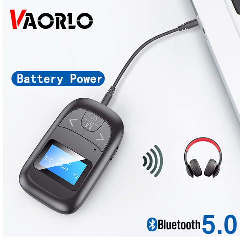 VAORLO LCD Display Bluetooth Adapter Receiver Transmitter Battery Power Adaptor 5.0 For Headphones Speaker TV Stereo Audio 3.5mm ► Photo 1/6