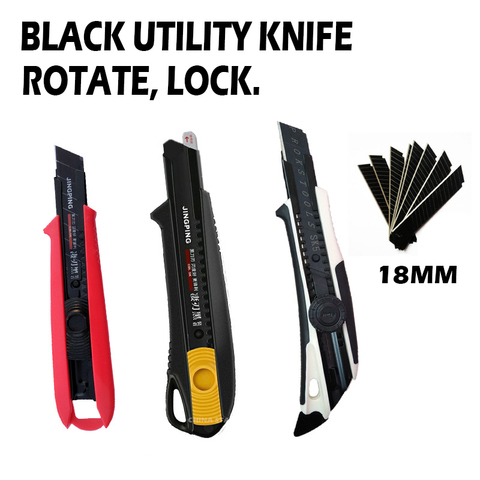 High Quality Utility Knife Black Blade Rotate Lock Paper Cutter 18mm Office Learning Industry Special Wallpaper Knife Cn(origin) ► Photo 1/5