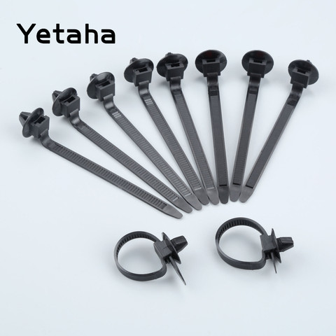 Yetaha 50PCS Car Cable Fastening Ties Nylon Black Car Auto Cable Strap Push Mount Wire Tie Retainer Clip Clamp ► Photo 1/6