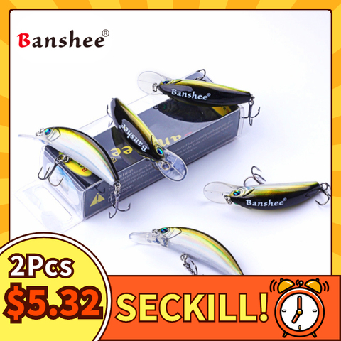 Banshee 2Pcs Crankbaits Fishing Lure Crank Wobblers For Pike/Trolling Wobbler Floating Lures For Fishing Black Minnow Crankbait ► Photo 1/6