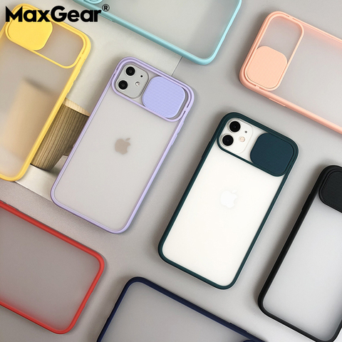 Slide Camera Lens Protection Case For iPhone 11 12 mini Pro XR XS Max SE 2 2022 6S 7 8 Plus X Matte Transparent Soft Cover Shell ► Photo 1/6