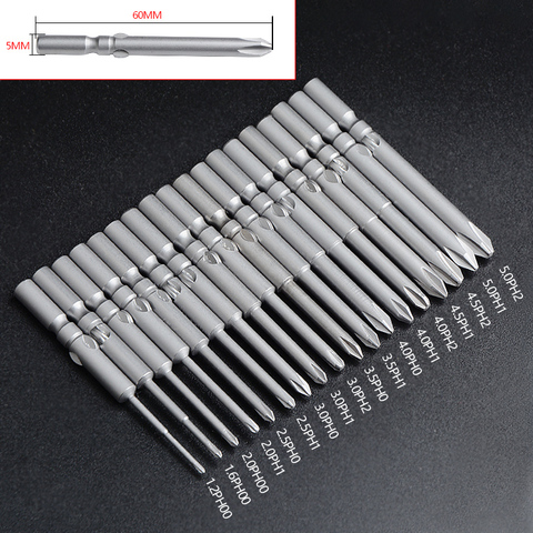 10pcs/lot 801 Electric Screwdriver bit 60mm Length Round Shank Magnetic Phillips Cross Screw driver Bits set PH00 PH0 PH1 PH2 ► Photo 1/6