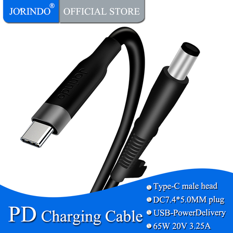 JORINDO Dc usb type ca 7.4*5.0 mm with pin male plug converter usb c pd charging cable for HP 19v laptop power adapter ► Photo 1/6