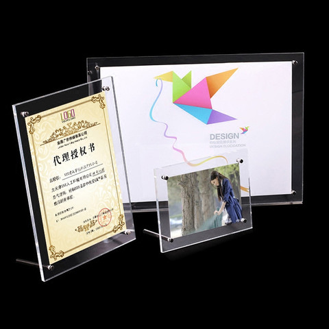 1 SET Acrylic Photo Frame Product Price Tag Display Stand Transparent Screws Advertising Europe High-end Fashion Picture Frame ► Photo 1/6