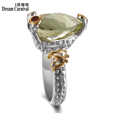 DreamCarnival 1989 Little Frog Look Solitaire Ring for Women Wedding Anniversary Must Have Radiant Cut Olivine Zirconia WA11722 ► Photo 1/6