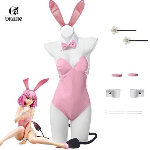 ROLECOS Anime To Love Ru Momo Cosplay Costume Sexy Pink Bunny Girl Uniform Set Halloween Bodysuit Jumpsuit Women Momo Cosplay ► Photo 1/6