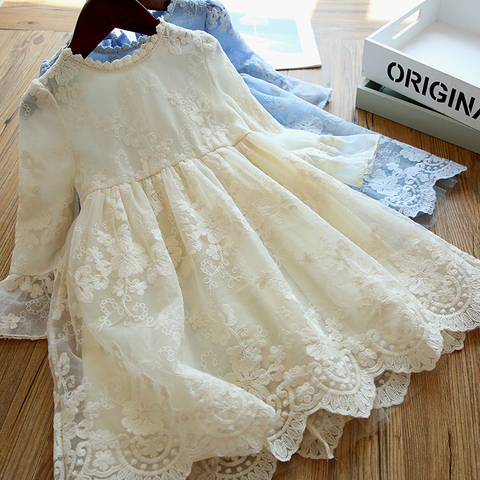 Lace Autumn Winter Dress Girls Clothes 3 5 8 Years Kids Dresses for Girls Embroidery Flower Wedding Evening Children Clothing ► Photo 1/6