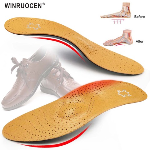 Hot Sale High quality Leather Arch Support orthopedic insole Foot foot insert pad men and women OX Leg Health Half Shoe Pad ► Photo 1/6