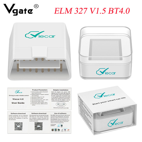 Viecar ELM 327 V1.5 OBD2 Car Diagnostic Auto Tool Bluetooth 4.0 OBD2 Scanner for IOS/Android ELM327 V1.5 OBD2 Scanner elm327 New ► Photo 1/6
