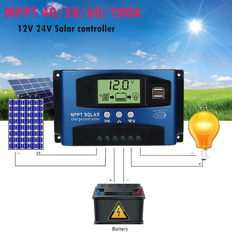 30-100A MPPT Solar Panel Regulator Charge Controller 12V/24V Auto Focus Tracking ► Photo 1/6