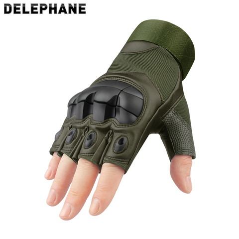 Summer PU Leather Fingerless Tactical Gloves Military Men Women Knuckles Protective Gear Hand Driving Climbing Cycling Army ► Photo 1/6