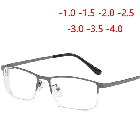 Half Frame Blue Film Anti-blue Light Nearsighted Glasses Resin Lens Square Short-sighted Eyeglasses Woman Men -1.0 -1.5 To -4.0 ► Photo 1/6