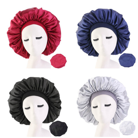 New Fshion Women Satin Night Sleep Cap Hair Bonnet Hat Silk Head Cover Wide Elastic Band ► Photo 1/6