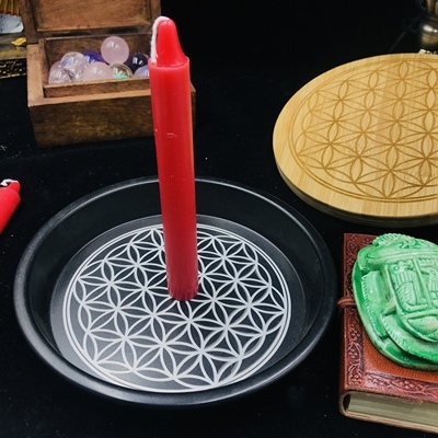 Astrology Pentagram Candlestick table altar decoration Witch present plate Triquetra Divination Wicca  ceremony Accessories ► Photo 1/6