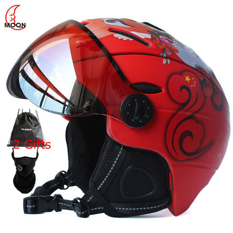 MOON Professional Half-covered Ski Helmet Integrally-molded Sports man women snow Skiing Snowboard Helmets  with Goggles cover ► Photo 1/6