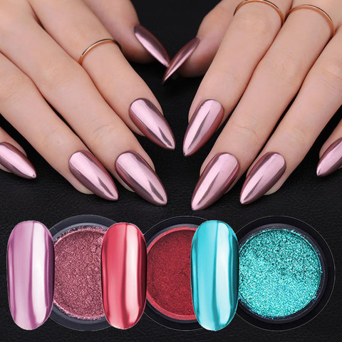 Rose Gold Bubble Mirror Powder Metallic Nail Glitter Holographics Chrome Dust Sparkling Flakes Pigment Manicur Nail Art Decor ► Photo 1/6