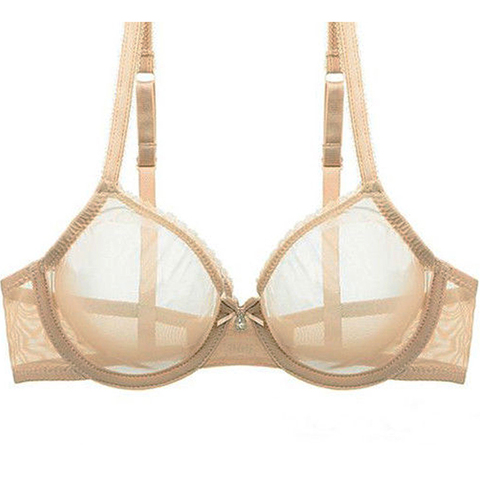 New Women Hollow bra see through sexy gauze mesh transparent ultra thin Bras B C D E F 75 80 85 90 95 100 US EU UK Dropshipping ► Photo 1/6
