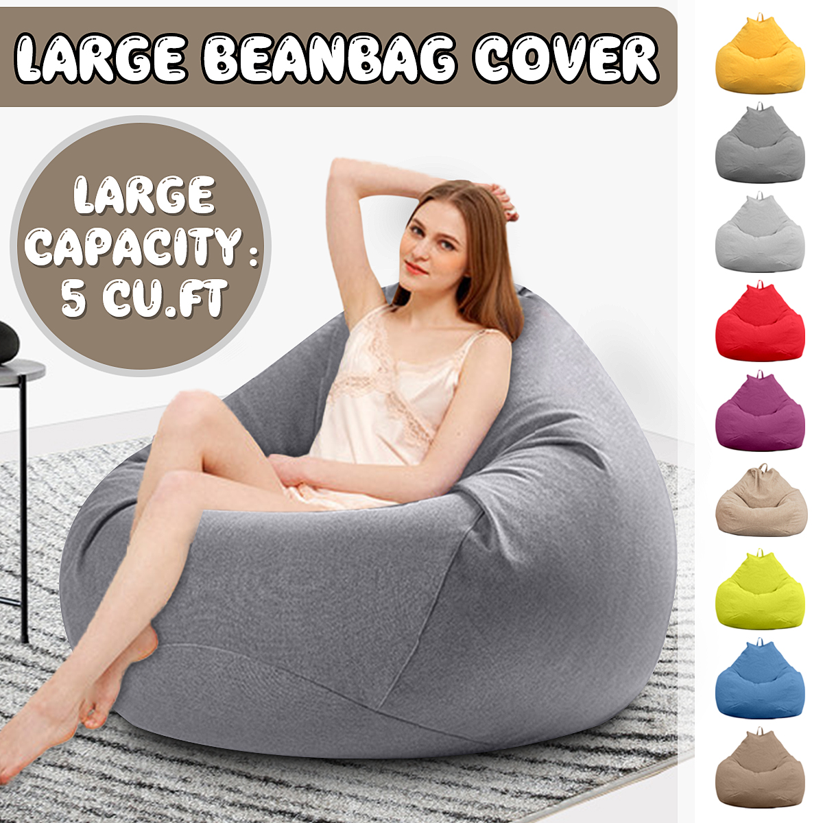 Large Bean Bag Chair Sofa Cover Indoor Comfort Seat Couch Lazy Lounger No  Filler