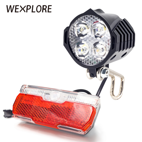 WEXPLORE Electric Bike Front and Ebike Rear Light Set Input 12V 24V 36V 48V 60V Built-in Speaker E-Bike Headlight And Tail Light ► Photo 1/6