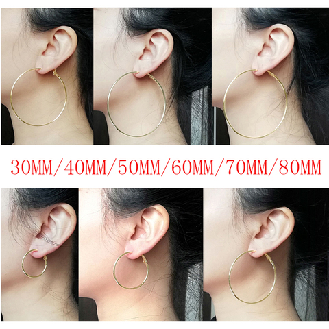 Fashion Super Large 30mm/40mm/50mm/60mm/70mm/80mm Gold Silver Color Creole Big Circle Statement Chandelier Earrings Rings Hoops ► Photo 1/6