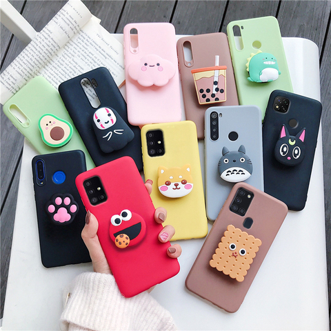 Cute silicone cartoon phone holder case for samsung galaxy a51 a71 5g a21 a31 a11 a41 m51 m31 a21s stand soft cover ► Photo 1/1