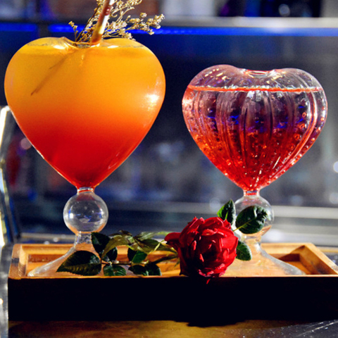 200-240ml Creative Heart-shaped Cocktail Glass Transparent Glass Cup Beer Vodka Brandy Bar Restaurant Club Drinkware Decorations ► Photo 1/5