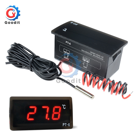 PT-6 -40~110C Digital Car Thermometer Vehicle Temperature Meter Monitor AC 220V Automotive Thermometer with 2m NTC Sensor ► Photo 1/6