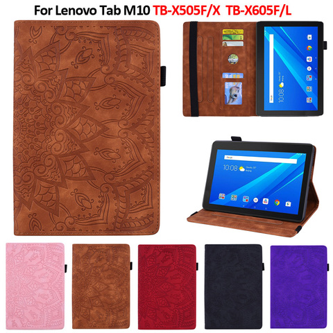 Tablet Flower 3D Emboss PU Leather Cover For Lenovo Tab M10 Case Funda  