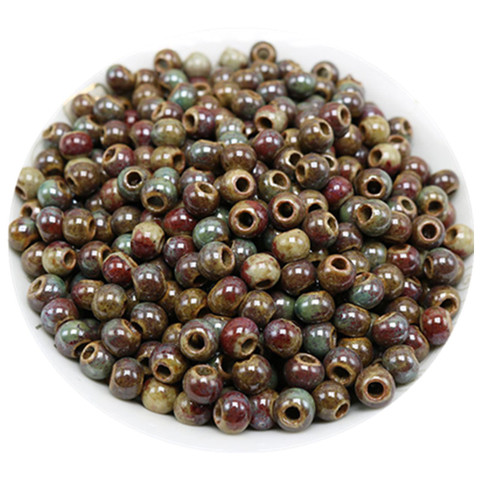 50 PCS 6mm 8mm 10mm Round Ceramic Beads DIY Hole Beads Handmade Loose Bead For Jewelry Making ► Photo 1/4