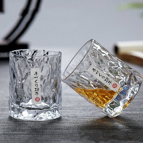 Hand-made Japanese hammered foreign wine glass whiskey glass home creative beer glass crystal glass cup ► Photo 1/5