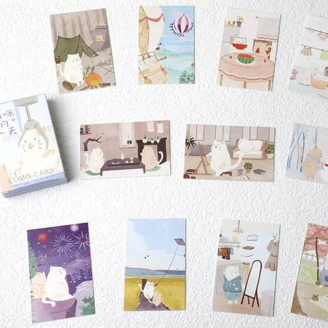 28 Sheets/Set Lovely Cat Daily Life Mini Lomo Greeting Card Postcard/Wish Card/Christmas And New Year Gifts ► Photo 1/5