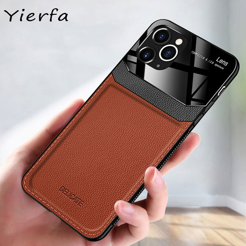 For iPhone 11 Pro Max Case PU Leather Plexiglass Silicone Shockproof Bumper For iPhone 6 6s 7 8 Plus X XR XS 12 MAX Back Cover ► Photo 1/6