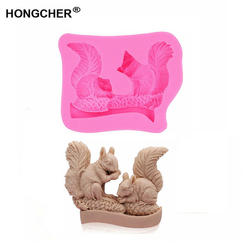 New Animal squirrel fondant silicone mold. Handmade chocolate mold DIY stereo squirrel jewelry gadget, kitchen cake baking clay ► Photo 1/6