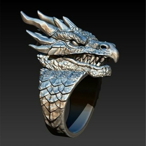 FDLK  New Retro Gothic Punk Male Ring Domineering Dragon Hip-Hop Ring Male Motorcycle Gift Jewelry Size 6-13 Wholesale ► Photo 1/5