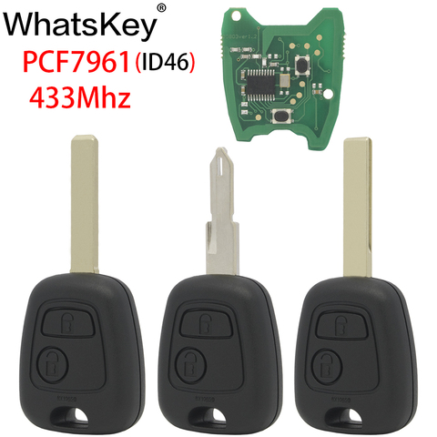 WhatsKey 2 Buttons Car Remote Key For Peugeot 106 206 107 207 306 307 407 NE73 blade 433Mhz ID46 PCF7961Transponder chip Car key ► Photo 1/5