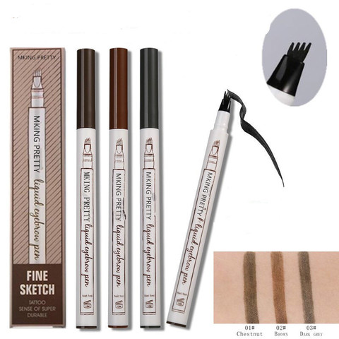 1pc 4 Head Eyebrow Marker Pencil Waterproof Microblading Eyebrow Thin Tattoo Pen Eyebrows Shades Makeup Eye Brow Pencil ► Photo 1/6