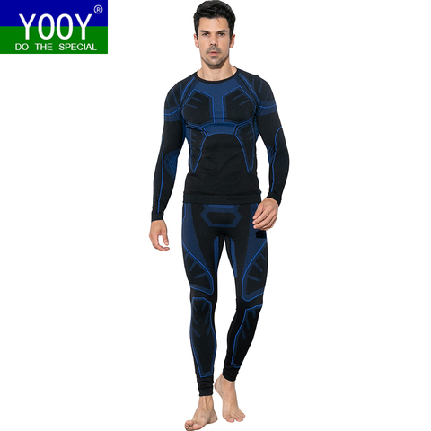 YOOY Men's Ski Thermal Underwear Sets Sports Quick Dry Functional Compression Tracksuit Fitness Tight Shirts Jackets Sport Suits ► Photo 1/6