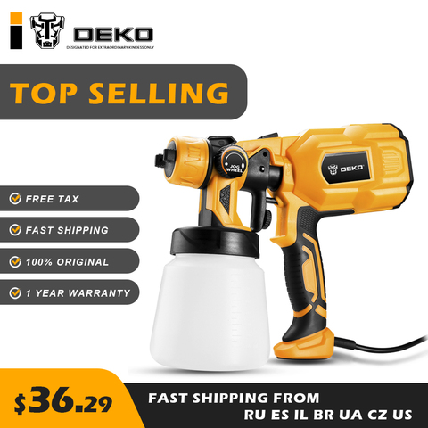 DEKO DKSG55K1 500W Spray Gun Paint Sprayers Airless Paint Sprayer Shape Control Electric Auto Furniture Steel Coating Airbrush ► Photo 1/6