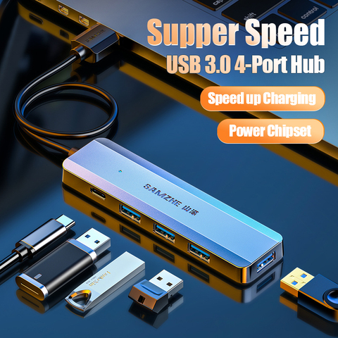 SAMZHE Ultra-thin 5-port USB 3.0 HUB High Speed USB Hub For Multi-device Computer Laptop Desktop PC Adapter ► Photo 1/6