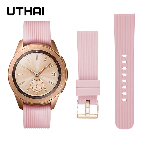 UTHAI Watchbands Original solid color striped silicone strap 20mm 22mm watch band For Samsung Galaxy Watch Active ► Photo 1/6