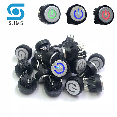 Free Shipping 6*6*8.2mm PB  Push Button Switch Led Light Power Symbol Push Button Momentary Latching Computer Case Switch ► Photo 1/6