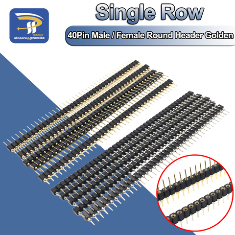 40P Female header 1x40 Pin 2.54mm Round Female Header Connector For DS18B20 and Crystals and PCB Golden Pin Single Row Male ► Photo 1/6