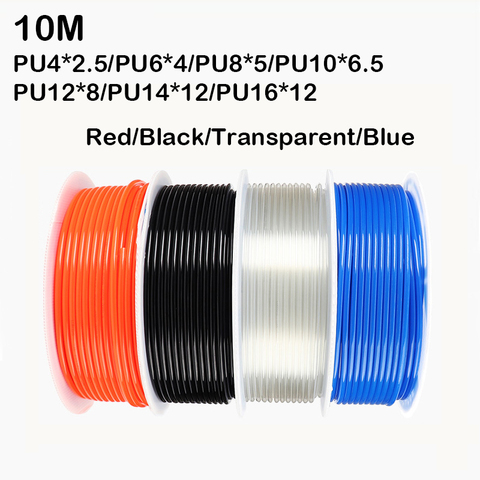 10M pneumatic hose pu pipe 4 * 2.5 mm 6 * 4 mm 8 * 5 mm 10 * 6.5 mm 12 * 8 14 * 10 mm 16 * 12 mm air tube compressor hose ► Photo 1/6