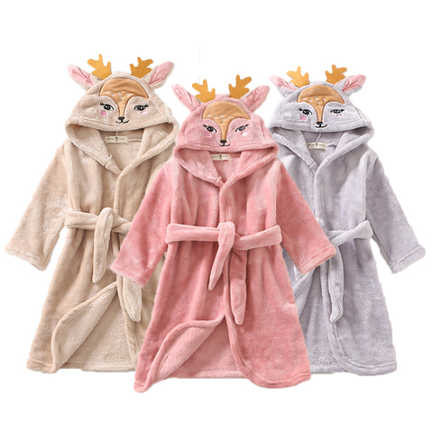 Children Christmas deer bathrobe girls Flannel pajamas Baby cartoon sleepwear infantil robe kids Christmas gift for girl and boy ► Photo 1/6