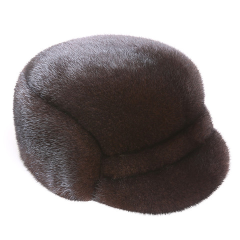 Winter hat for Man genuine mink fur cap male thick warm winter fur hat Husband gift  caps good quality earmuffs ► Photo 1/4