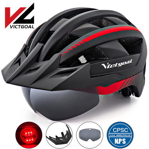 VICTGOAL Bike Helmet for Man Women MTB Road Bicycle Helmet LED USB Rechargeable Light Mountain Road Bike Visor Cycling Helmet ► Photo 1/6