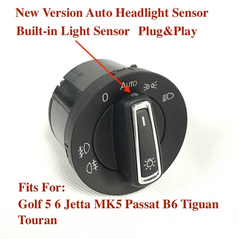 BODENLA New Version Headlight Switch Built-in Auto Light Sensor For VW Golf 6 MK5 MK6 Jetta 5 MK5 Tiguan Passat B6 Touran ► Photo 1/6
