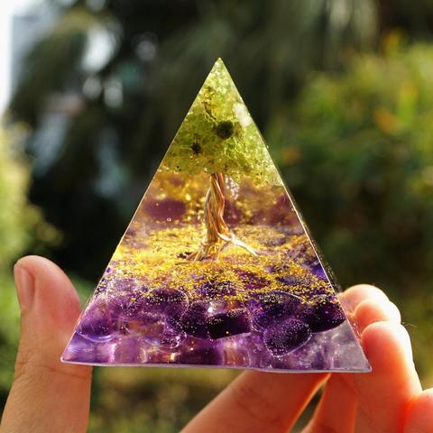 HANDMADE AMETHYST TREE OF LIFE ORGONE PYRAMID 60MM ► Photo 1/6